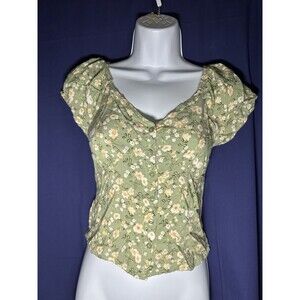No Boundaries Floral Button Front Crop Top Size S